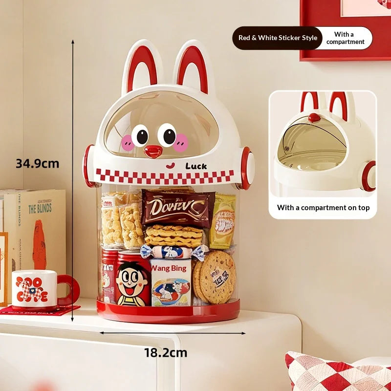 Adorable Transparent Cartoon Storage Container with Lid Dustproof Toy Organizer Bin for Kids Desk Collectible Figures Peaceful Pleasures Health and Wellness Red D