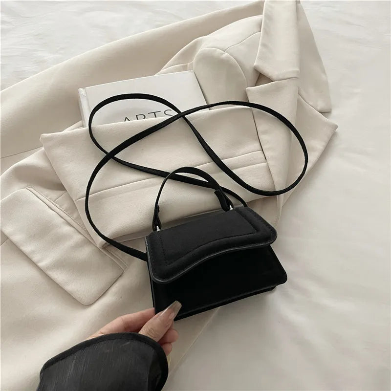 New Autumn Winter Suede High End Textured Fashion Solid Color Mini Handbag Women Stylish Crossbody Small Square Bags Daily Use Peaceful Pleasures Health and Wellness black