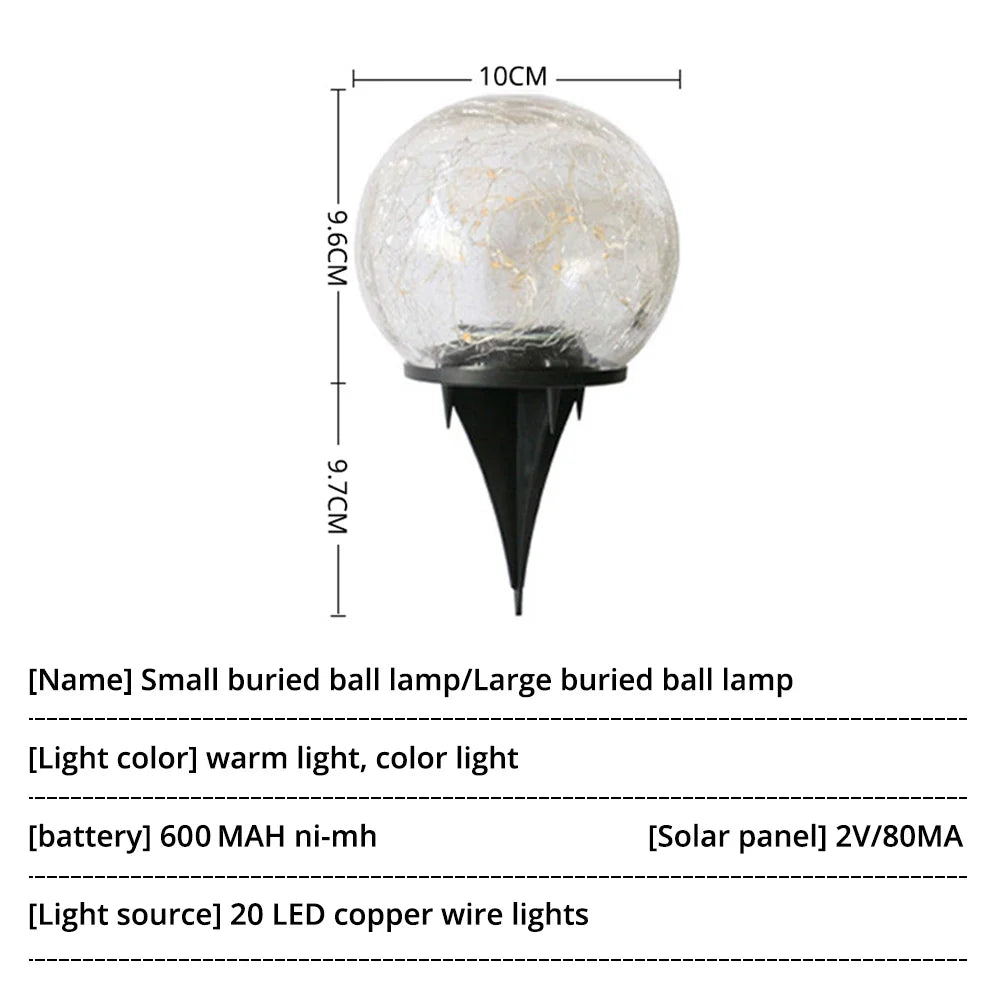 Solar Crackle Glass Ball LED Garden Light | IP65 Waterproof