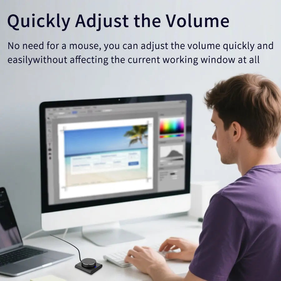 USB Volume Control Knob Adjuster Multimedia Controller Knob 1 Key Mute Pause Function for PC Support Windows iOS Android Linux Peaceful Pleasures Health and Wellness