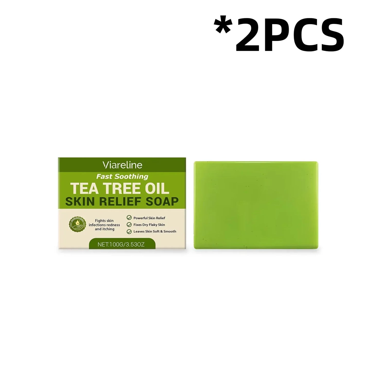 VIARELINE Tea Tree Oil Facial Soap – Cleanse, Brighten & Exfoliate