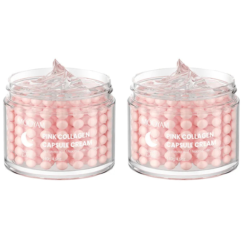 140g Anti Wrinkle Pink Collagen Capsule Cream Collagen Face Anti Aging Gel Firming Repairing Fade Lines Korean Skin Care Product Peaceful Pleasures Health and Wellness 2 pieces