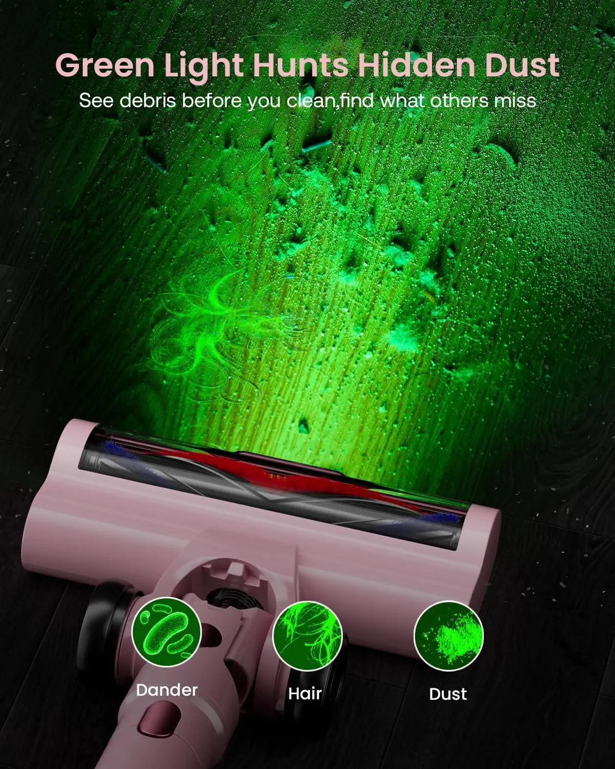 Cordless Vacuum Cleaner – 60Kpa, 70-Min Runtime, Green LED, Pet Hair Peaceful Pleasures Health and Wellness