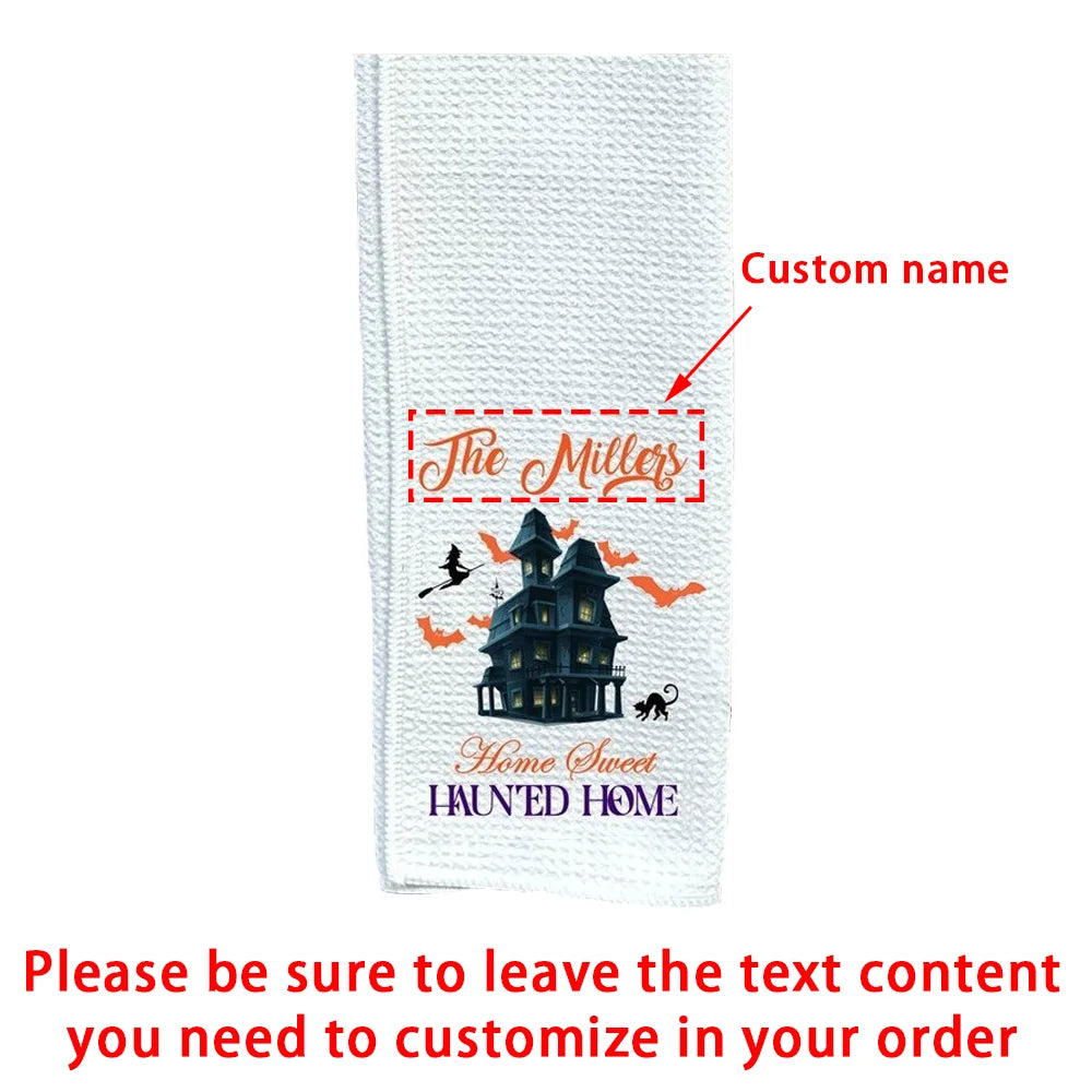 Custom Halloween Dish Towel | Personalized Kitchen Tea Towel