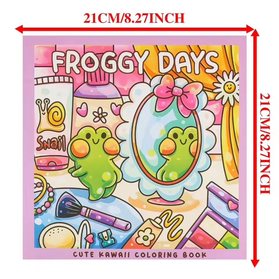 Froggy Days Kawaii Frog Coloring Book Adorable Adventures Relaxing