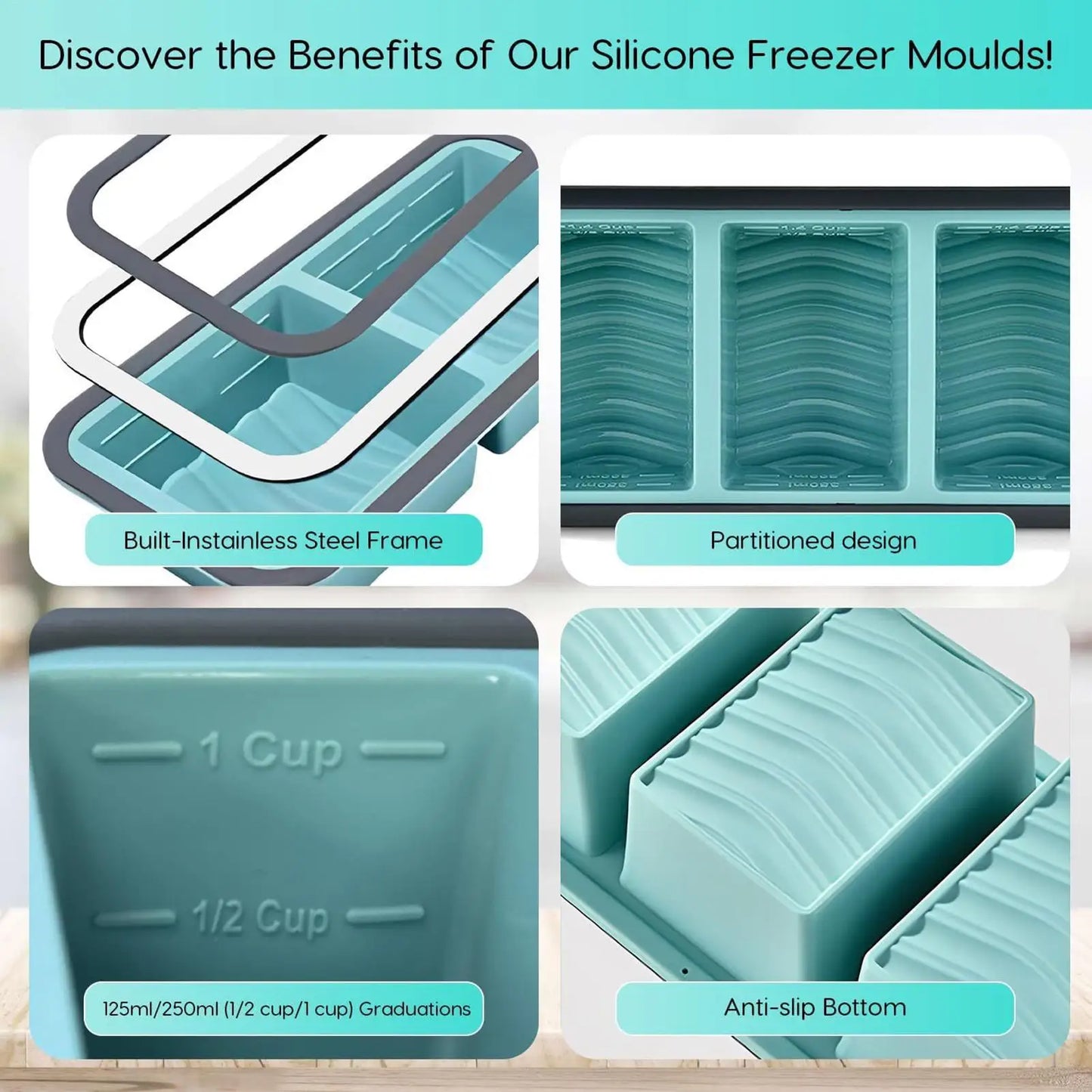 Silicone Freezer Tray with Lid | Soup, Broth & Meal Prep Mold