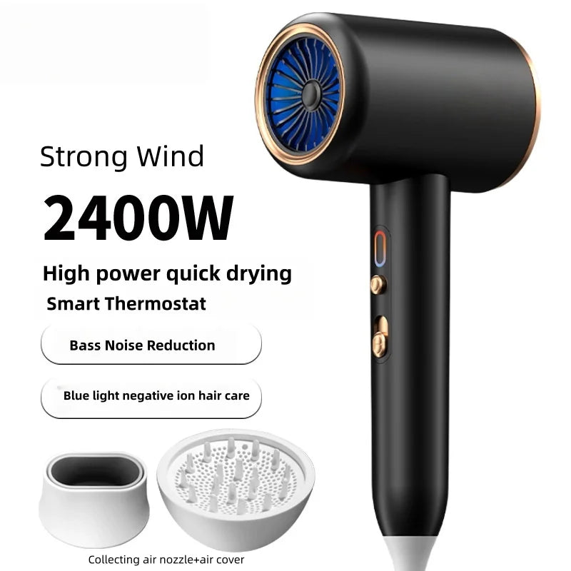 Salon Grade High-Power Hair Dryer With Cold And Hot Constant Temperature Negative Ion Hair Care, Static Sound Speed Dry Blow Dry Peaceful Pleasures Health and Wellness Black-2 220V-240V AU Plug