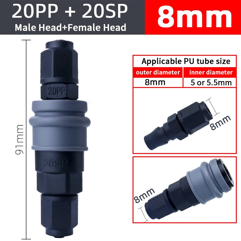 C-Type Self-Locking Pneumatic Quick Connect Fitting 8/10/12mm