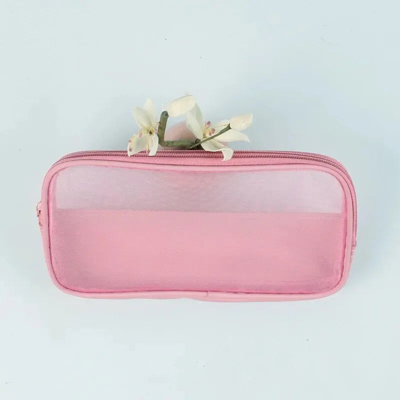 Mesh Transparent Makeup Bag | Clear Travel Cosmetic Organizer