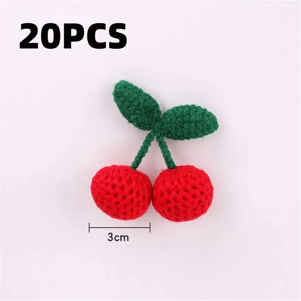 Knitted Wool Cherry Pendants DIY Craft Ornaments 10pcs