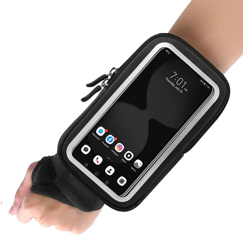 Touch-screen Multifunctional Wrist Bag Armband On The Phone Wrist Armbands mp3 mp4 Bags Sports Cell Phone Holder Running Sports Peaceful Pleasures Health and Wellness Black(7 inch)