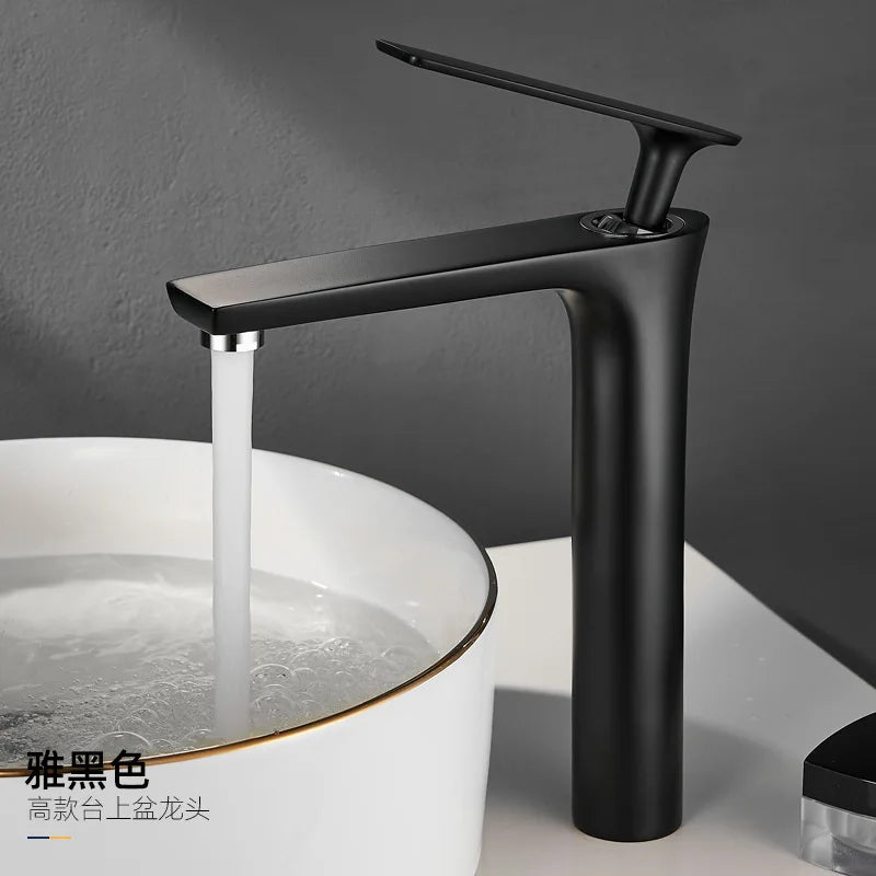 Black Gold Brass Basin Faucet | Single Handle Hot & Cold Tap