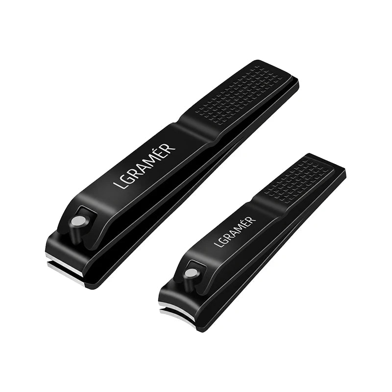 LGRAMER 2-Piece Black Stainless Steel Nail Clipper Set