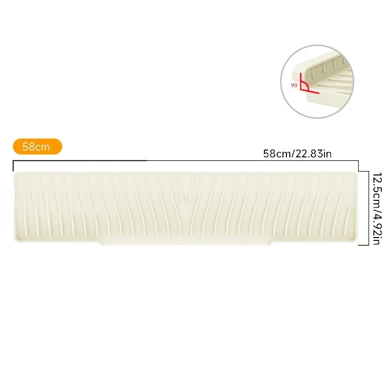 Draining Mat for Kitchen Sink,Silicone Splash Guard, Protects Sinks from Splashing, Dish Soap Dispenser & Sponge Holder Mat Peaceful Pleasures Health and Wellness L58W12.5cm white silicone