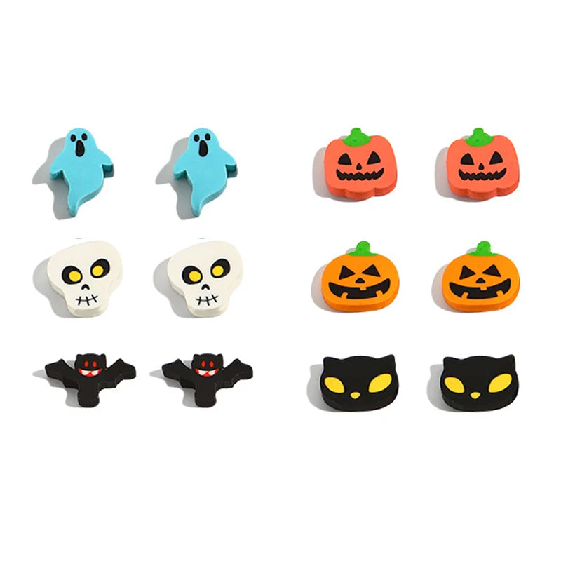 12-Pack Halloween Cartoon Erasers for Kids – Pumpkin Ghost Bat