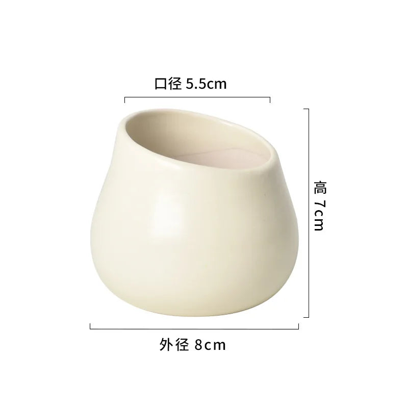 Ceramic Self-Watering Succulent Planter | White Minimalist Pot