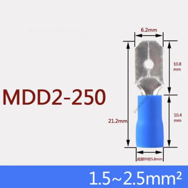 20pcs FDD MDD Female Male Insulated Electrical Crimp Terminal for 1.5-2.5mm2 Cable Wire Connector Peaceful Pleasures Health and Wellness 20PCS FDD Blue