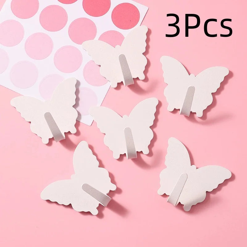 3-Pack Butterfly Wall Hooks Self-Adhesive Decorative Hangers