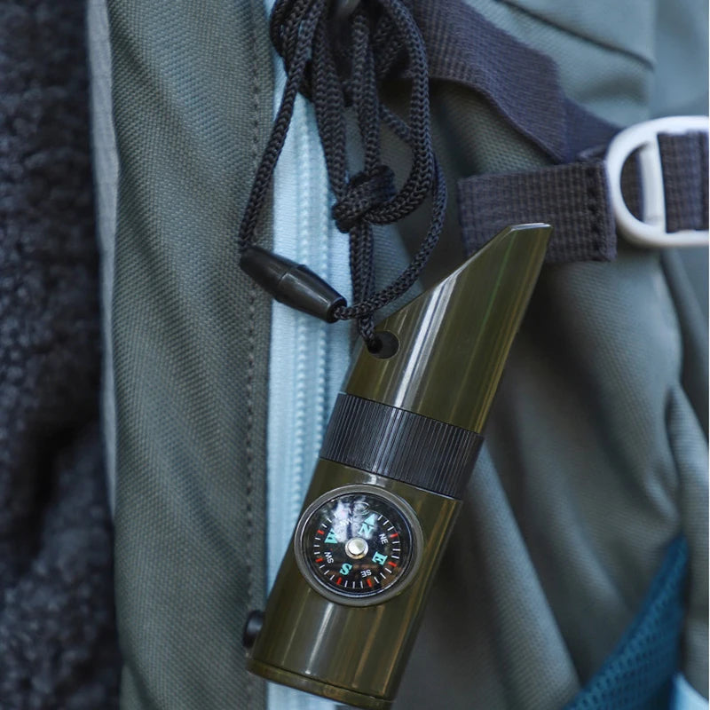 7-in-1 Survival Whistle with Compass | Outdoor Emergency Tool