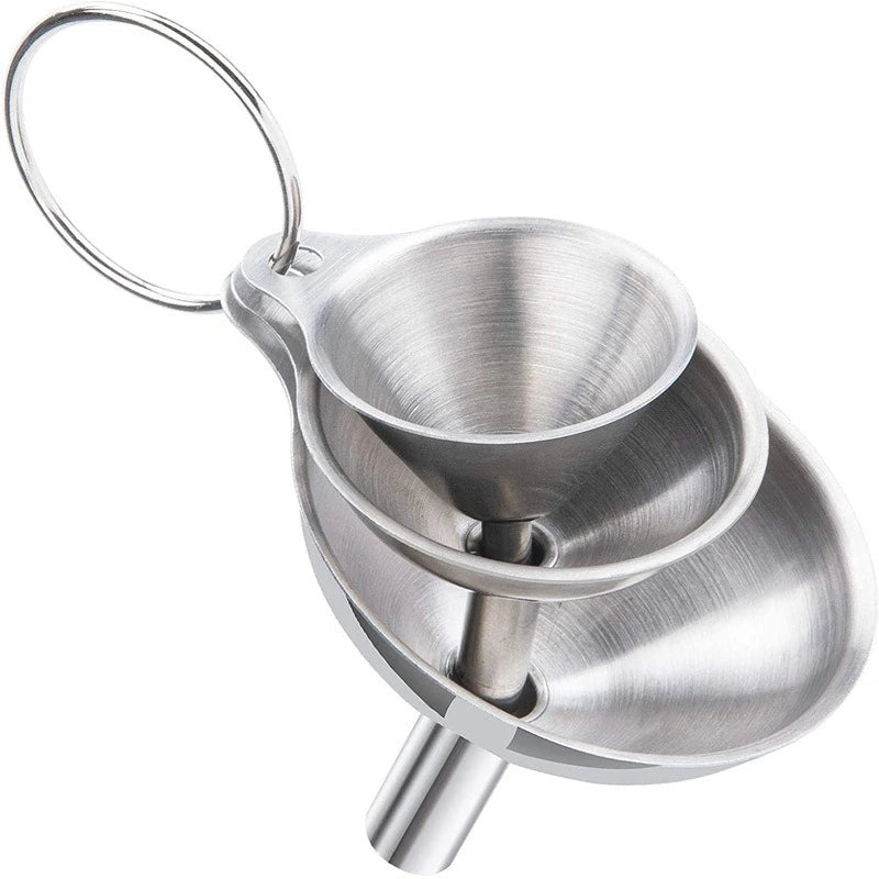 Stainless Steel Kitchen Funnel Set – 3 Sizes for Bottles, Essential Oils & Spices