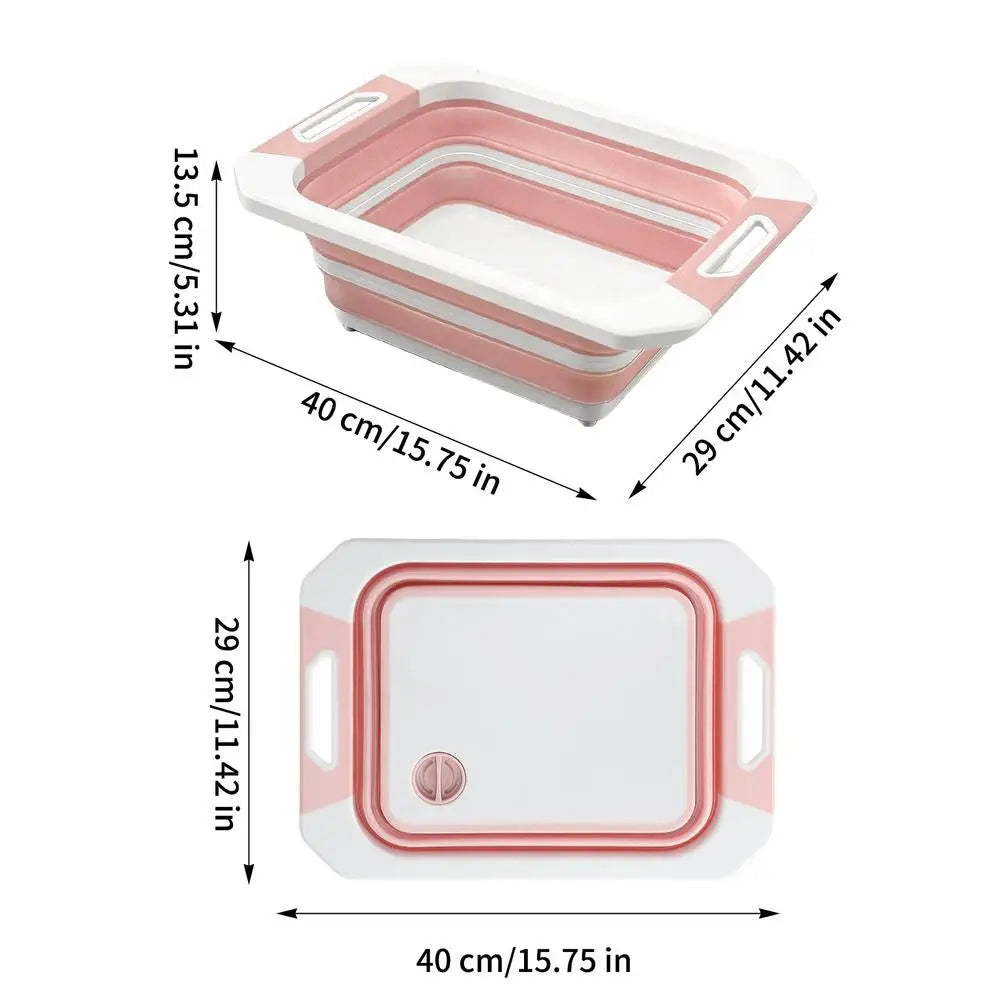 Foldable Cutting Board Food Washing Multipurpose Bin Foldable Cutting Board Basin For Meat Fruit Vegetables BBQ Picnic Backyard Peaceful Pleasures Health and Wellness Pink China Mainland