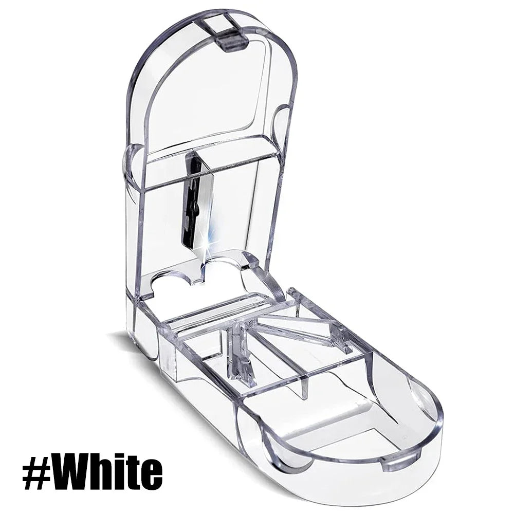 New Pill Cutter, Professional Pill Splitter for Cutting Small Pills or Large Pills in Half, Doubles As A Pill Box for Tiny Pills Peaceful Pleasures Health and Wellness White