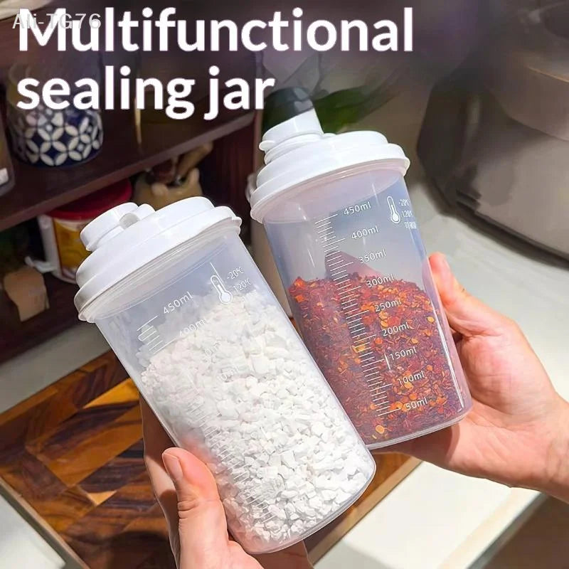 3-Pack 450ml Sealed Storage Jars with Measurement Scale
