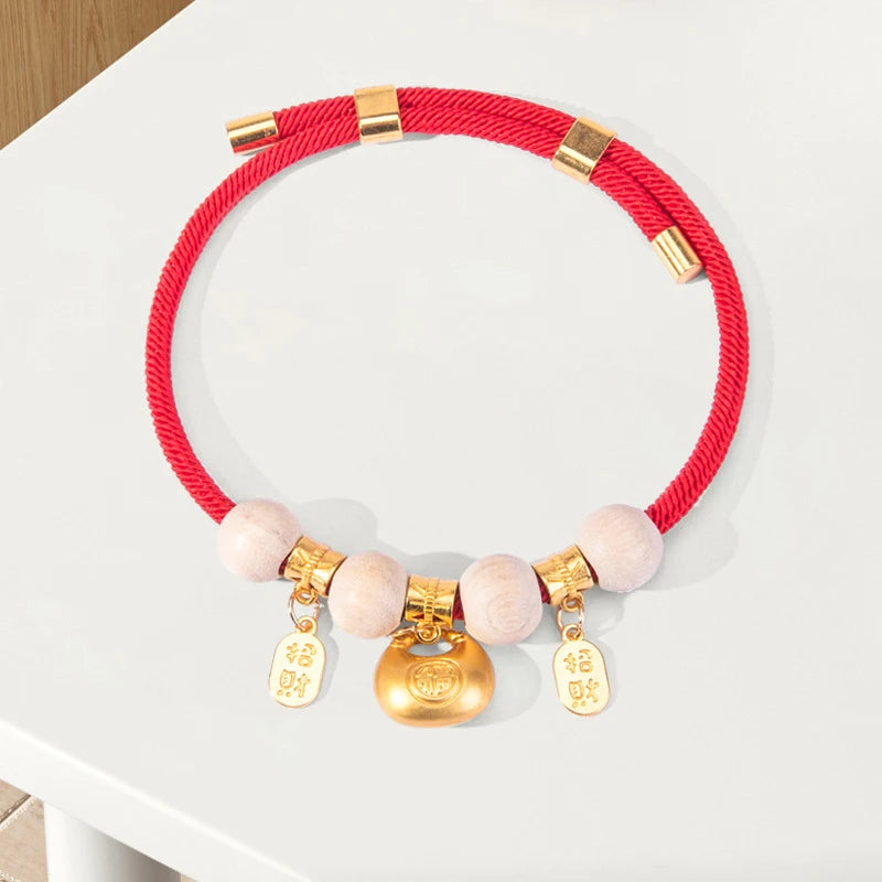 New Design Classic Adjustable Red String Cats Collar Pet Collars Safety Locks Cat Collars Dog Necklaces Accessories Peaceful Pleasures Health and Wellness light red M