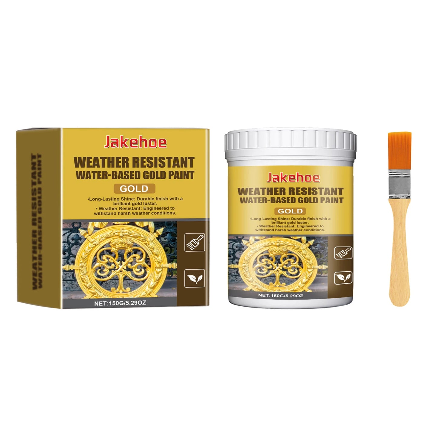 Water-Based Metallic Gold Paint | Outdoor Anti-Corrosion Finish Metallic Gold Paint Peaceful Pleasures Health and Wellness A