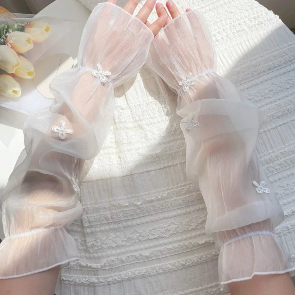 UV Ice Silk Arm Sleeves – Cooling Bow Fairy Style Sun Cover