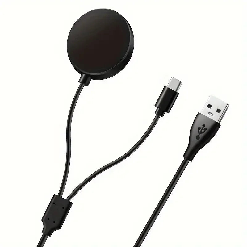 2-in-1 USB-C Charger for Samsung Galaxy Watch 7/6/5 & Phone Peaceful Pleasures Health and Wellness black