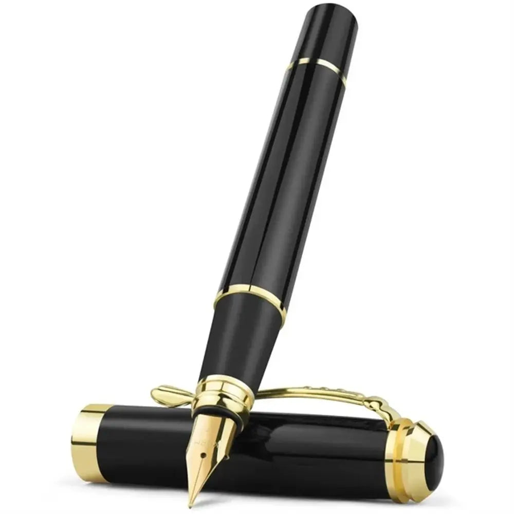 School Supplies Calligraphy Fountain Pen Golden Trim Drawing Business Fountain Pen Black 0.38mm Writing Ink Pen Gift Pen Peaceful Pleasures Health and Wellness Gold