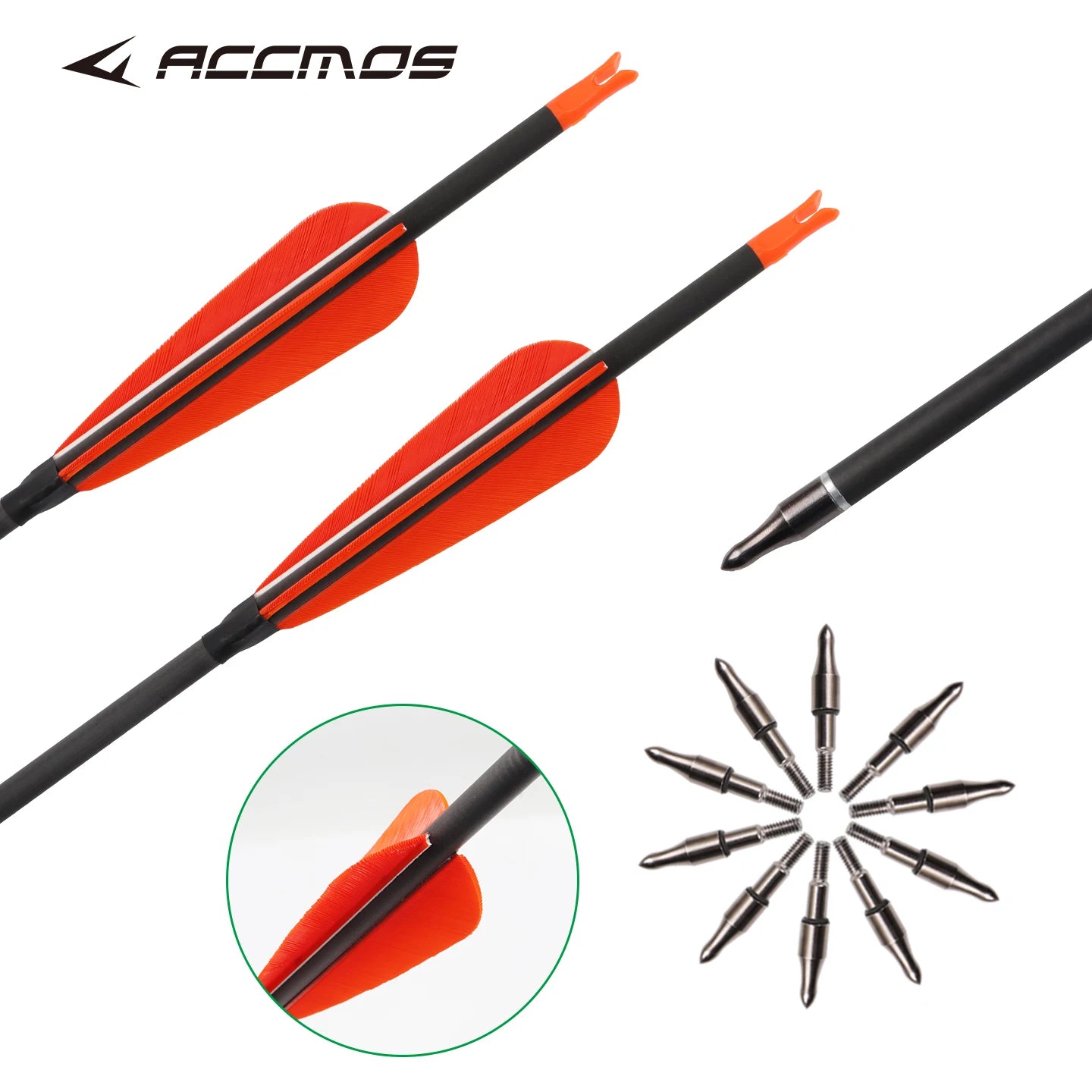 6 ID6 Pure Carbon Arrow 4 Real Feather Spine300 350 400 500 600 700