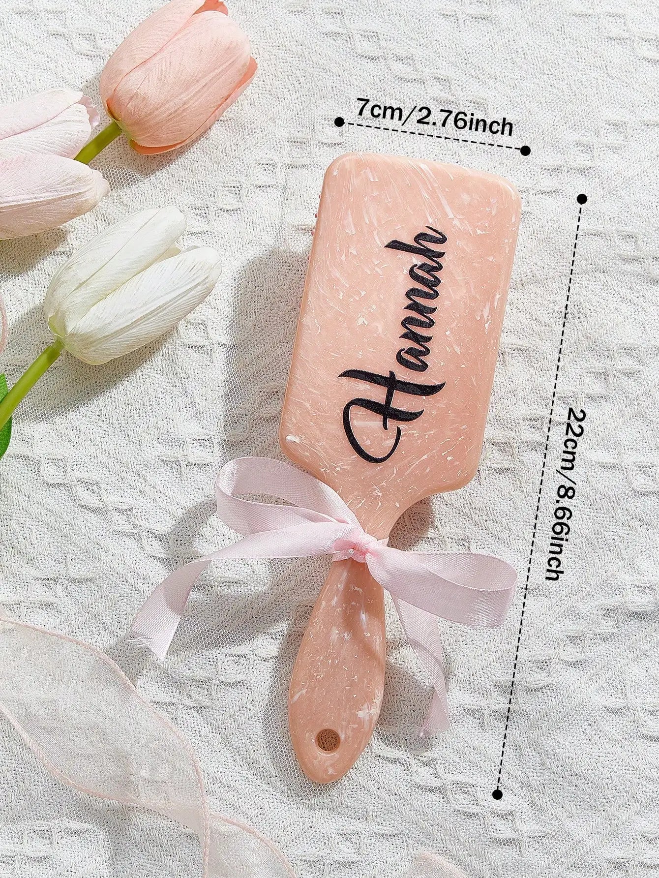 Custom Name Hairbrush Personalized Engraved Detangling Air Cushion Comb Bridesmaid Birthday Gift for Women Girls Pink Peaceful Pleasures Health and Wellness