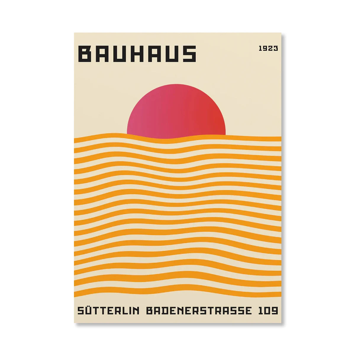 Abstract Orange Bauhaus Geometric Canvas Wall Art | Bicycle Print