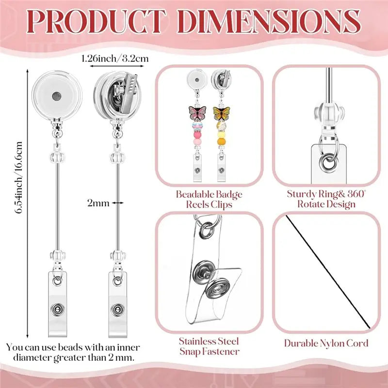 A36T-DIY Jewelry Making 15 Pcs Alligator Clip Holder With Swivel Beaded Blank Bars Bulk For Teachers Office Supplies C Peaceful Pleasures Health and Wellness
