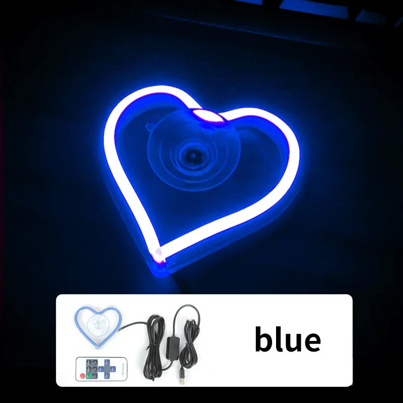 Heart LED Car Window Neon Light | USB & Remote Control