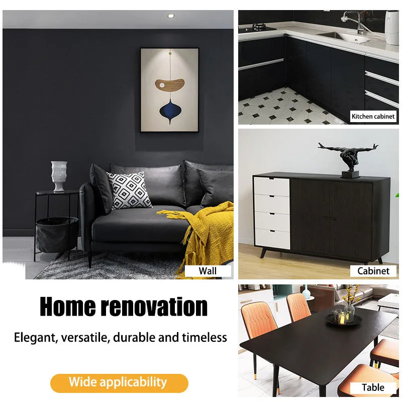 45cm Black Wood Grain Peel & Stick PVC Wallpaper | Waterproof