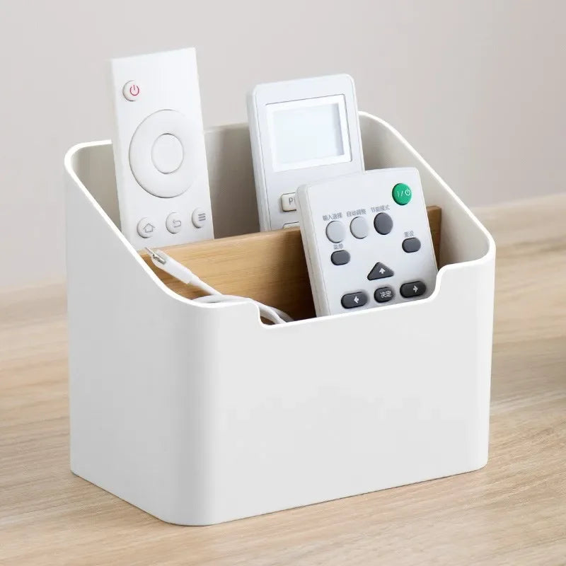 Plastic Desktop Storage Box for Remote Controls Tissues Cosmetics Office Supplies Living Room Organization Peaceful Pleasures Health and Wellness white