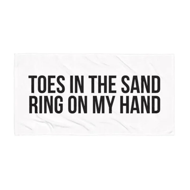 Toes in the Sand Ring on my Hand beach Towel Bridal Shower Bachelorette hen Party bride to be wedding decoration Honeymoon gift Peaceful Pleasures Health and Wellness