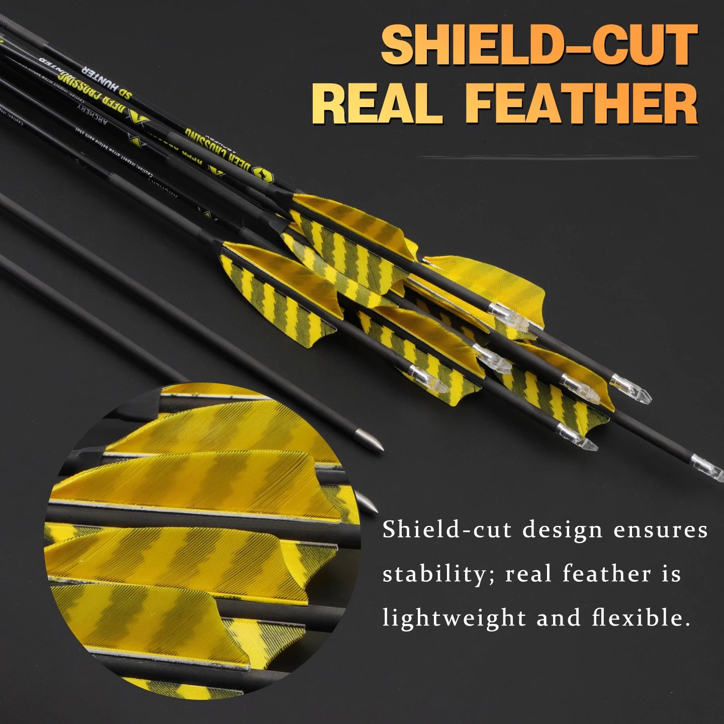 Archery Pure Carbon Arrows ID4 2 Spine 300-1000 3 Natural Feather