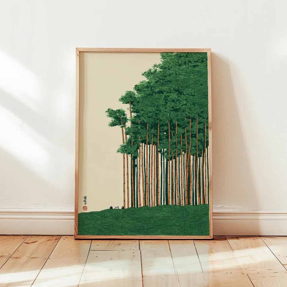 Japanese Tree Retro Landscape Wall Art Poster | Frameless Print