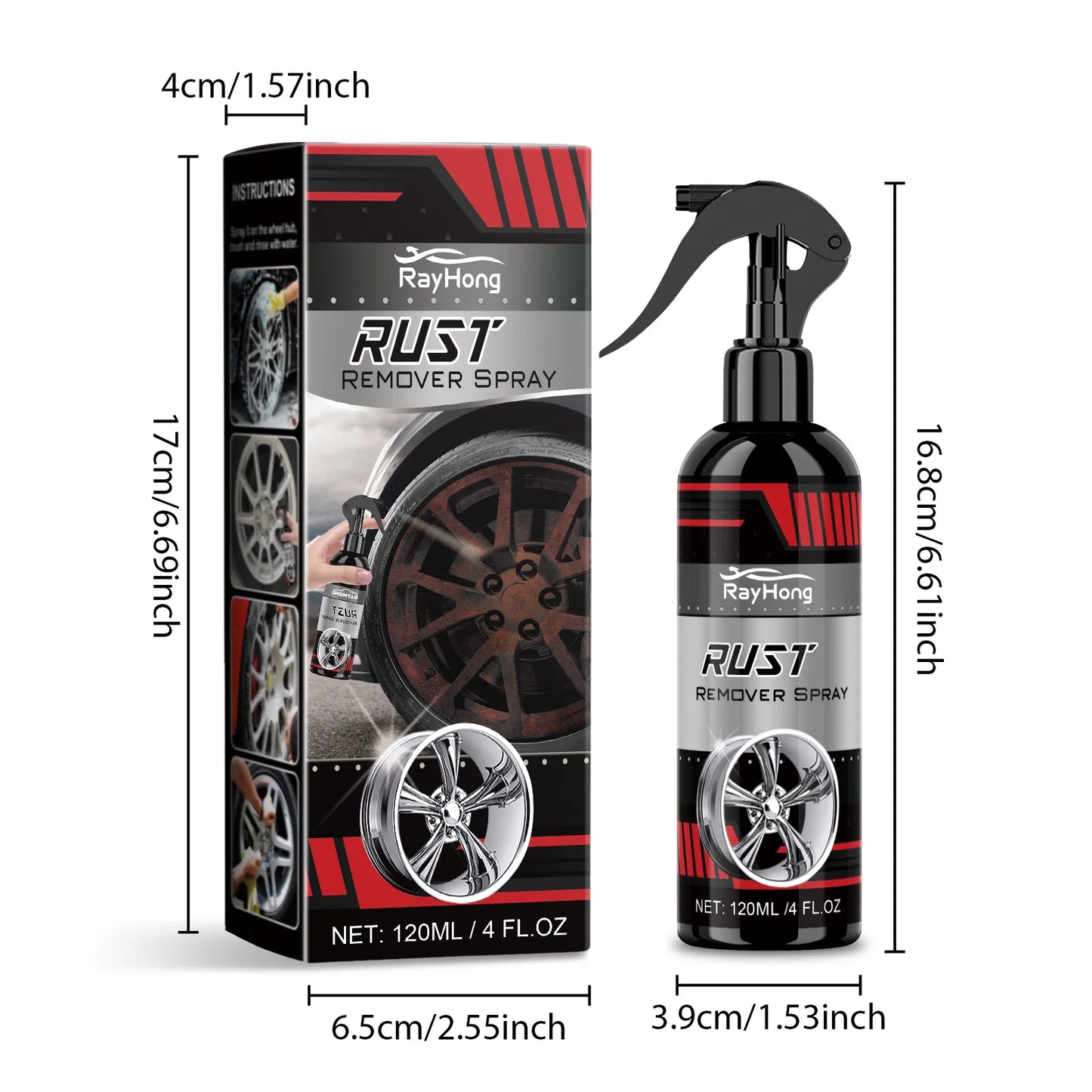 RayHong Wheel Rust Remover & Rim Cleaner Spray 120ml