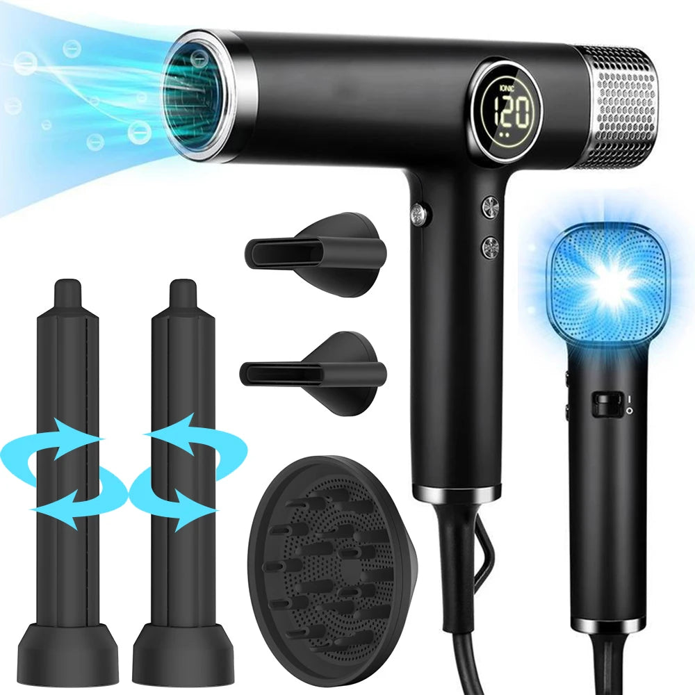 All in 1 Professional Salon Hair Dryer 110000 RPM High-Speed Negative Ions Blow Dryer Airwrap Hair Styler Tools with Diffuser Peaceful Pleasures Health and Wellness with 5 accessories AU
