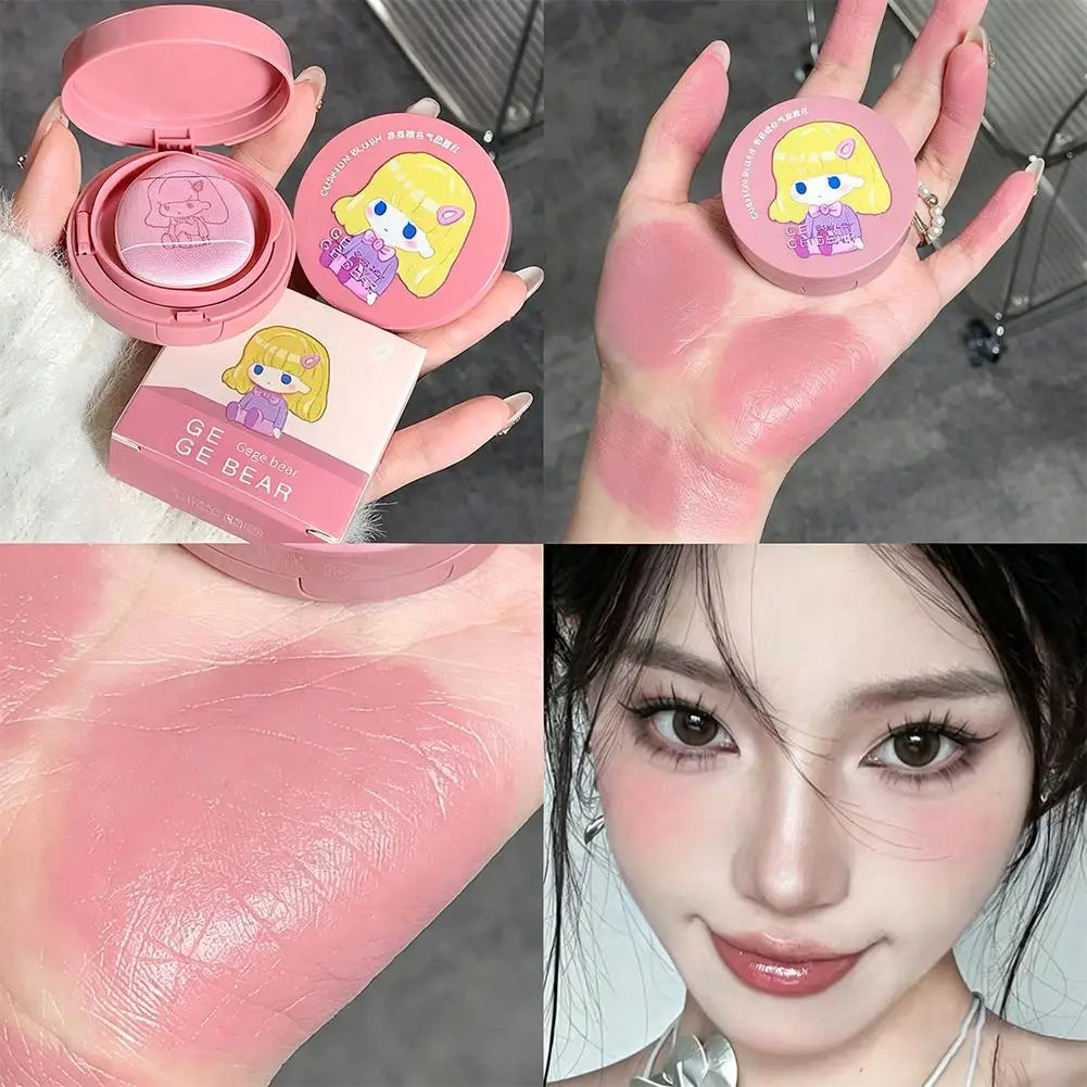 Peach Cushion Blush Natural Pure Pink Orange Hydrating Matte Blush Lasting Moisturizing Face Rouge Disc With Air Cushion Mirror Peaceful Pleasures Health and Wellness 03