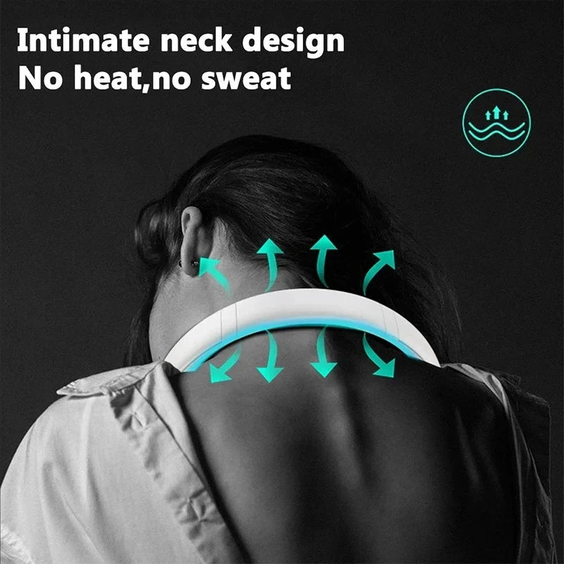 Hanging Neck Small Fan Portable Turbine Bladeless Hanging Neck Fan Rechargeable Office High Wind Hanging Neck Peaceful Pleasures Health and Wellness