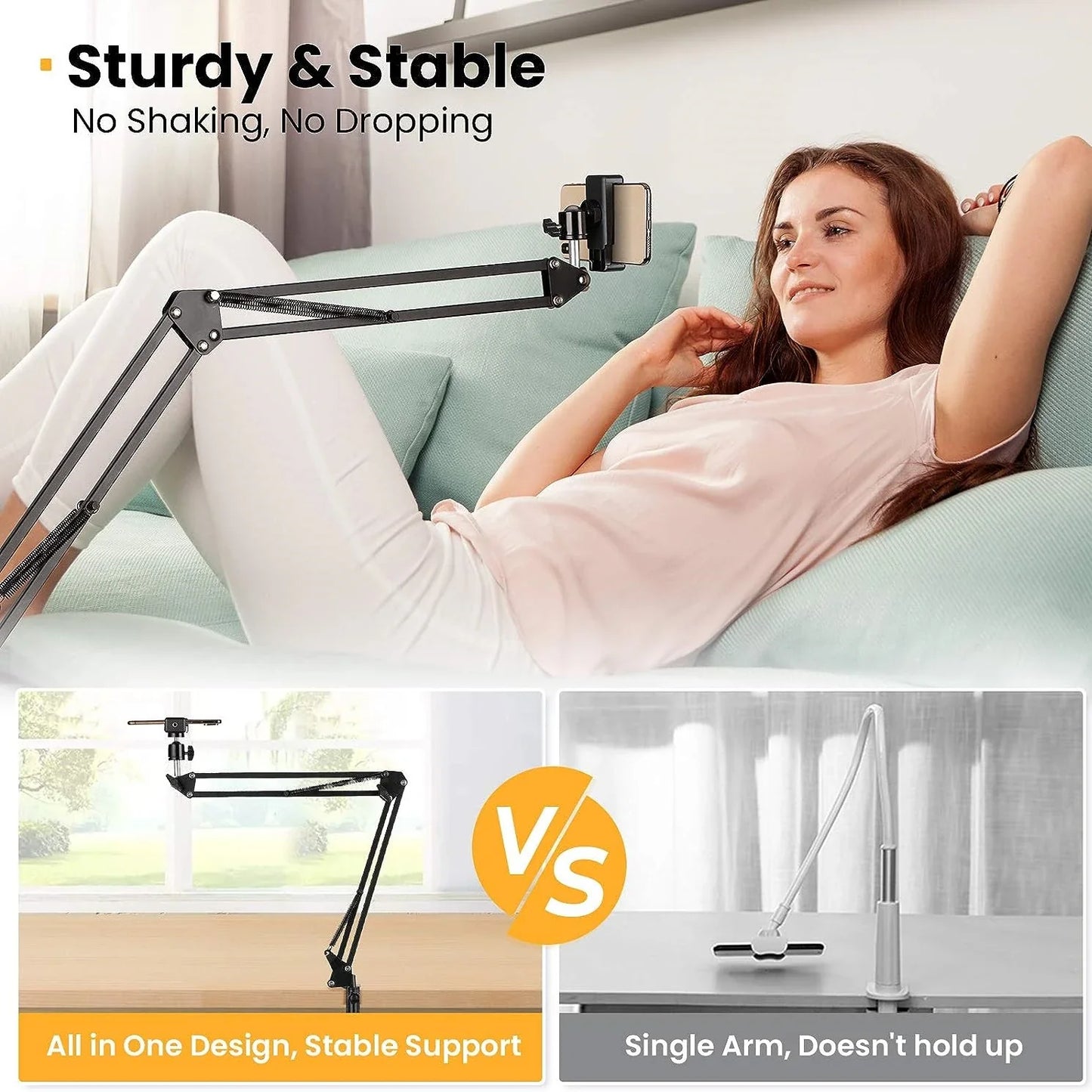 VeFly Flexible Arm Phone Tripod Stand | 360° Rotation Desk Mount