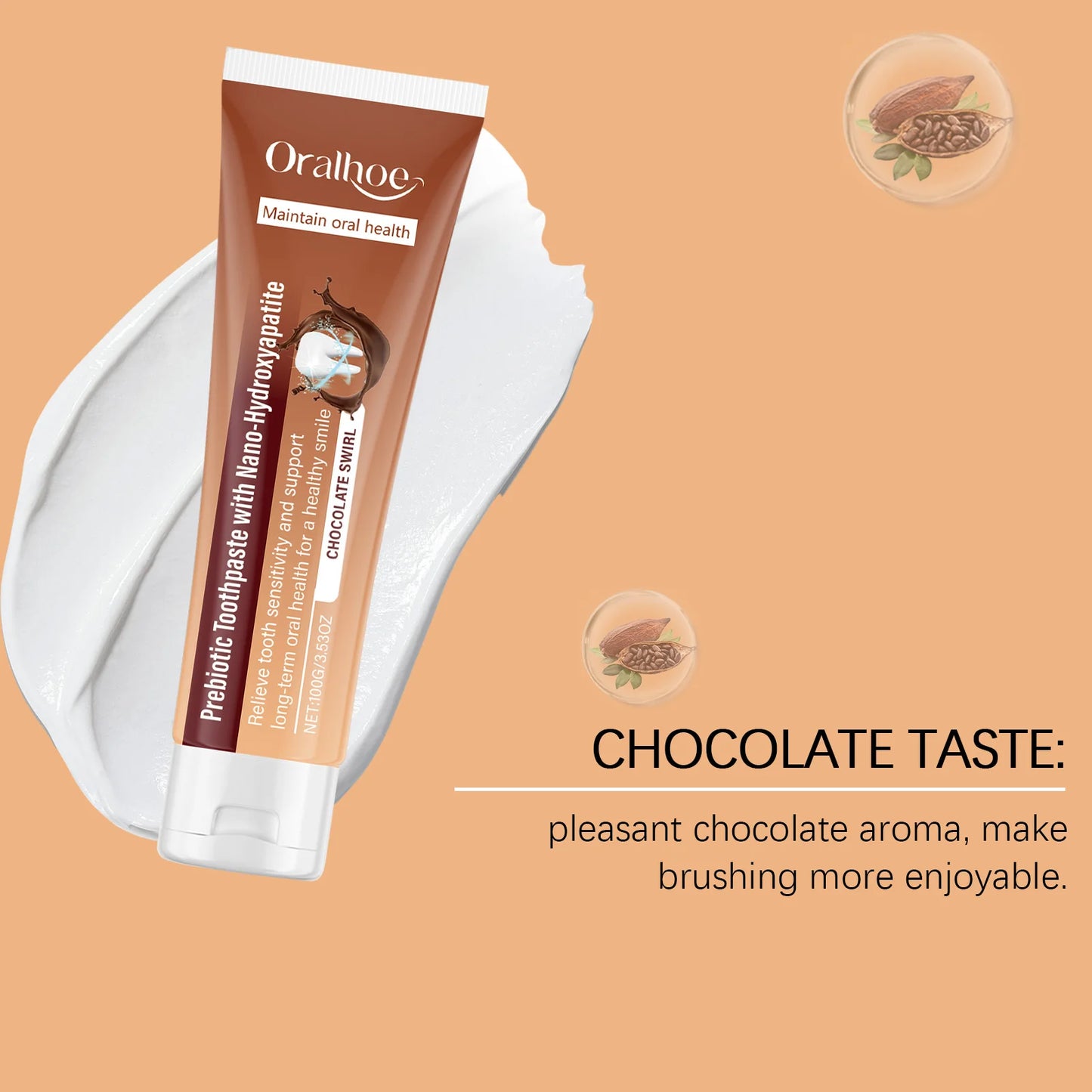 Chocolate Prebiotic Whitening Toothpaste | Sensitivity & Fresh Breath