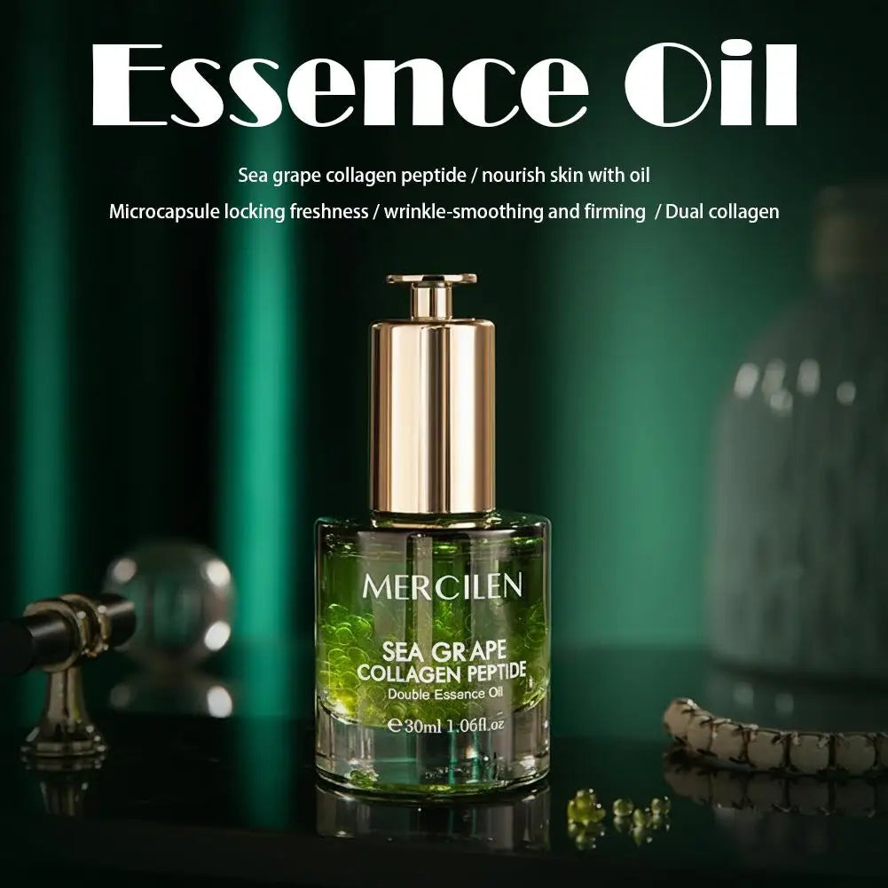 Sea Grape Collagen Peptide Double Essence Oil Facial Care Tightening Moisturizing Brightening Face Serum Korean skin care Peaceful Pleasures Health and Wellness