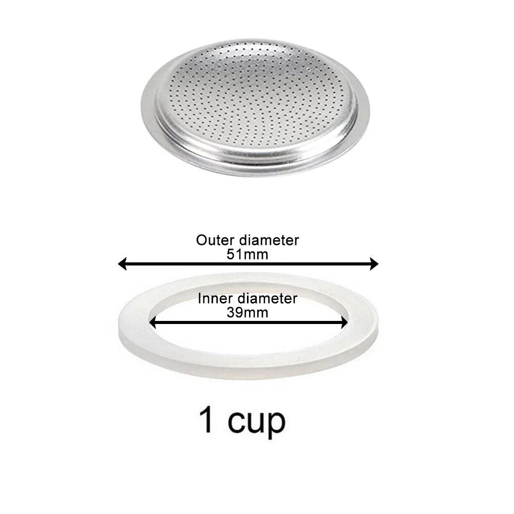 Moka Pot Silicone Gasket & Sieve | 1–12 Cup Replacement Set